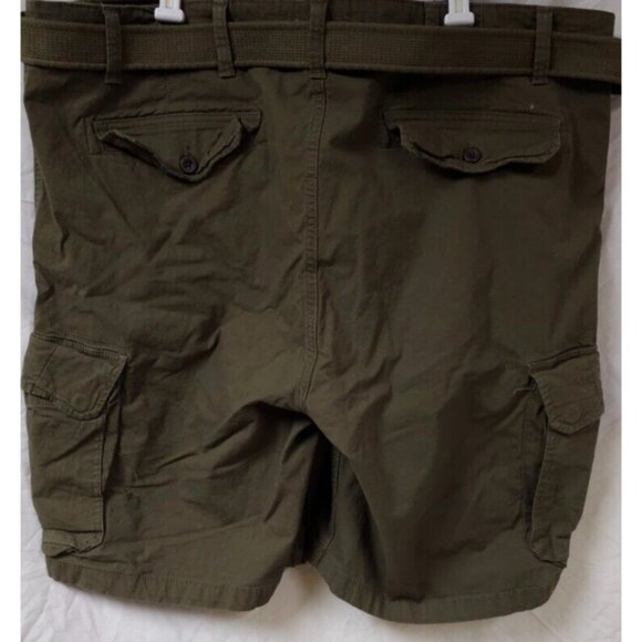 Mutual Weave Mens 48x11 Green Stretch Belted Heavyweight Canvas Cargo Shorts - Picture 6 of 12